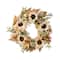 Glitzhome® 24" Fall Neutral Sunflower, Pumpkin and Leaf Wreath
